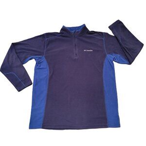 Columbia Pullover Men Large Blue Two Tone 1/4 Zip Fleece Hiking Outdoors